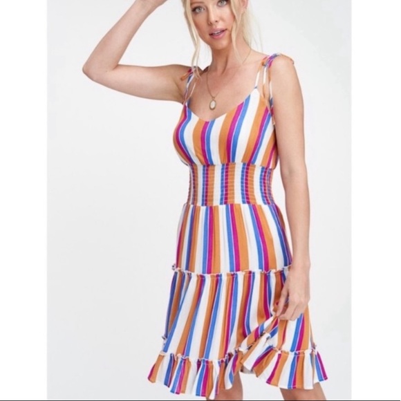 Vertical Striped Smocked Waist Dress - Picture 5 of 5